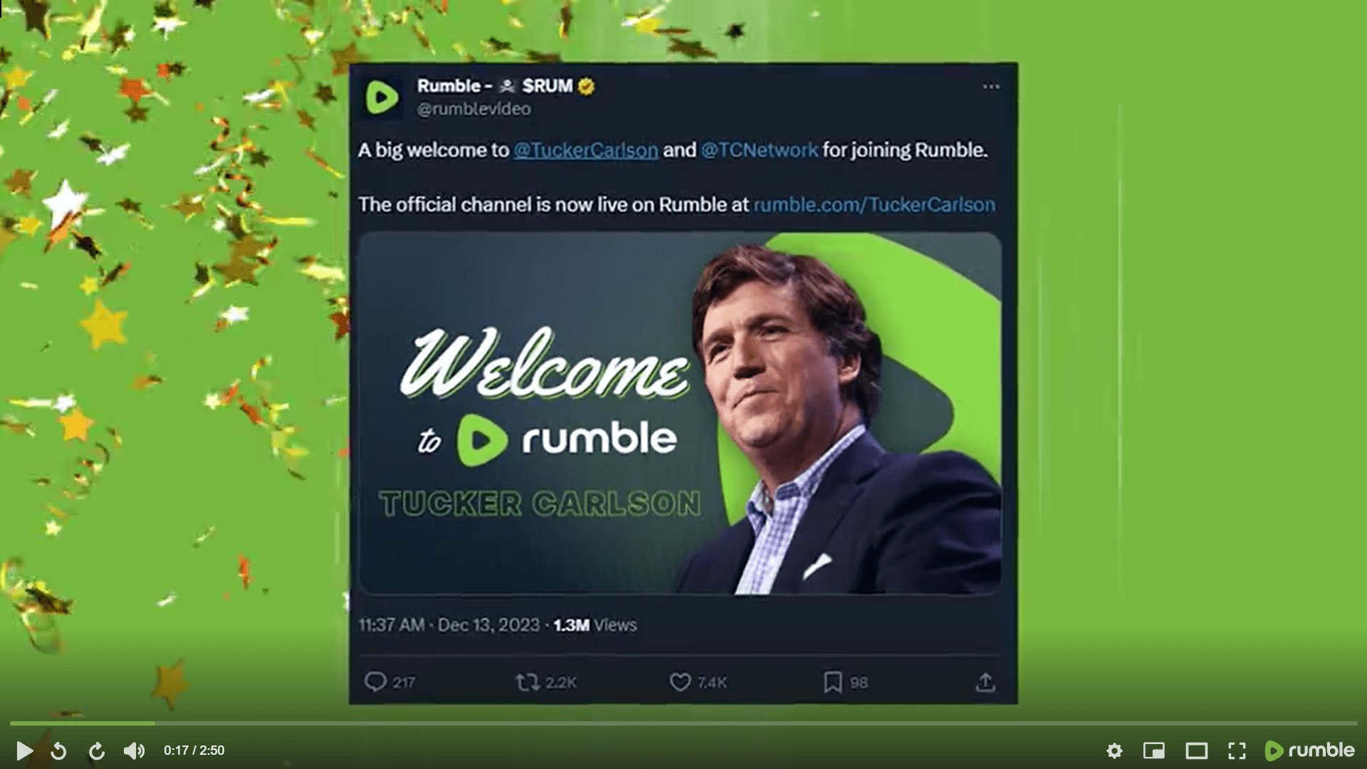 Tucker coming to Rumble,com